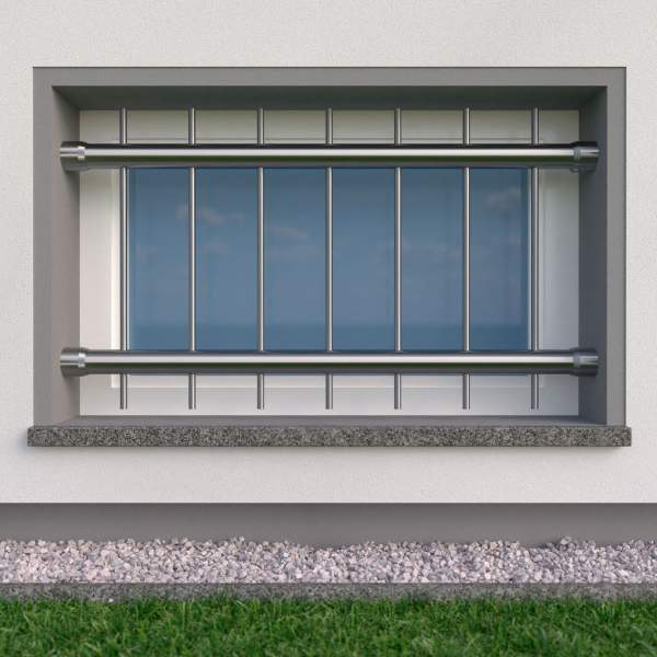 Fenstergitter schließbar ø 42,4mm / Höhe 500 - 899mm / 2 Gurte